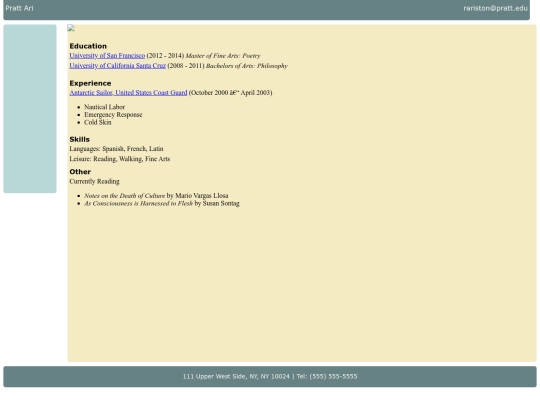 resumepage screenshot