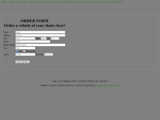 Project/orderform screenshot