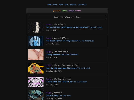 recs/essays screenshot