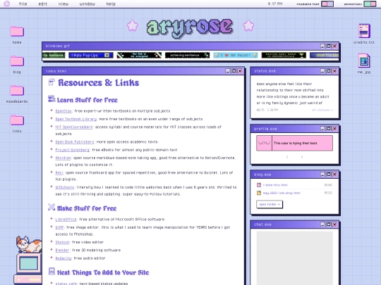 links screenshot