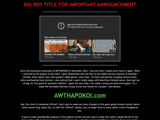 importantannouncement screenshot