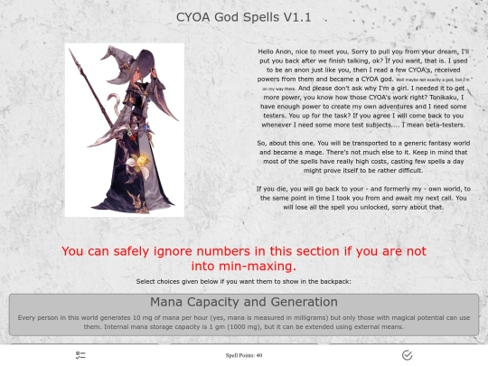 cyoaGodSpells screenshot