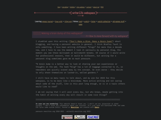 blogging/brain-dump screenshot