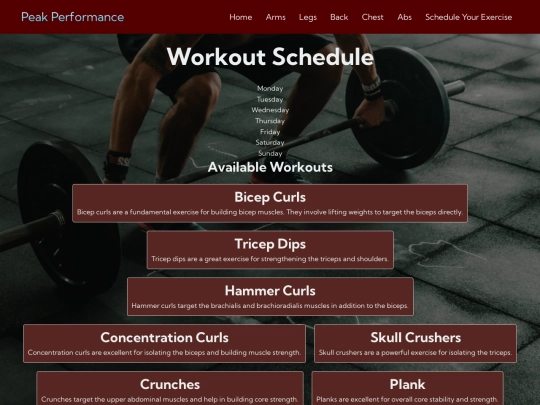 schedule screenshot