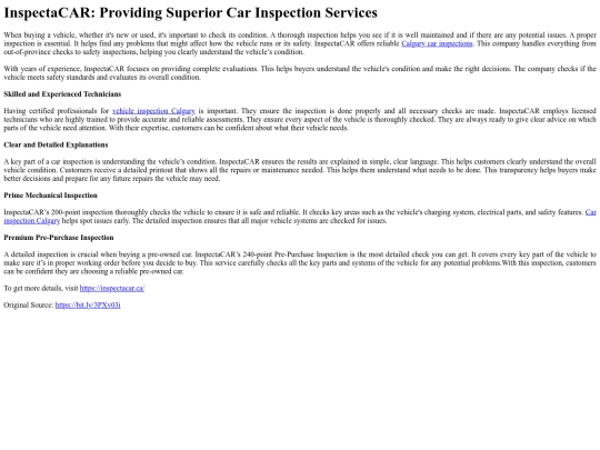 InspectaCARProvidingSuperiorCarInspectionServices screenshot