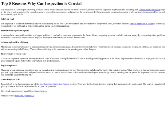 Top5ReasonsWhyCarInspectionisCrucial screenshot