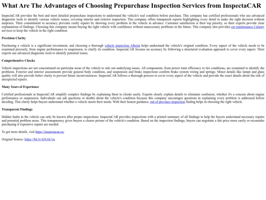 WhatAreTheAdvantagesofChoosingPrepurchaseInspectionServicesfromInspectaCAR screenshot