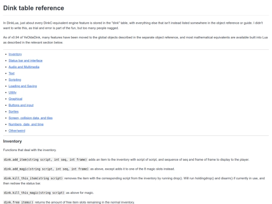 Dink table reference screenshot