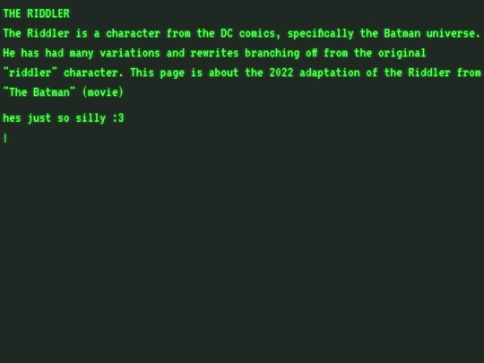 subpages/riddler page and its semipages/M-R screenshot