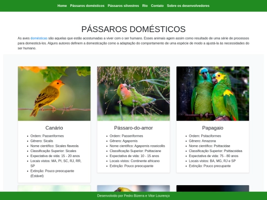 Sites_Projetos/2020.1/TudoSobrePassaros/passarosDomesticos screenshot