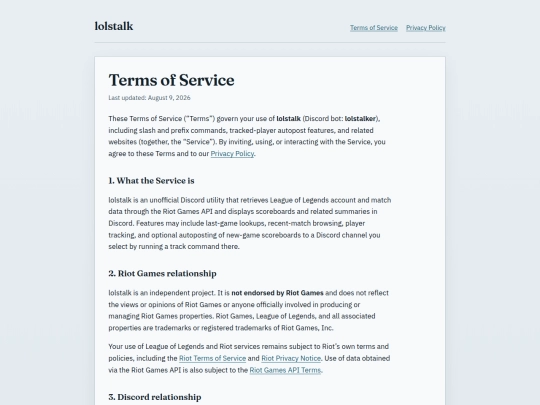 terms screenshot