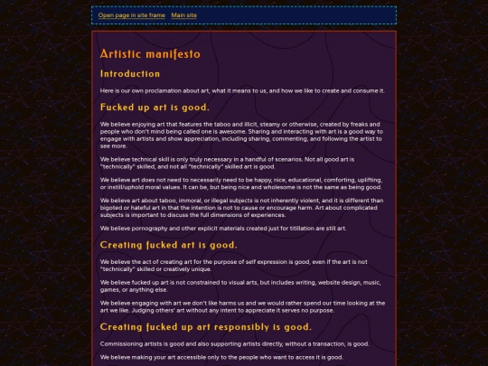 about/manifesto screenshot