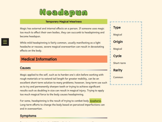 worlds/universes/mutania/encyclopedia/science-medicine/conditions/headspun screenshot