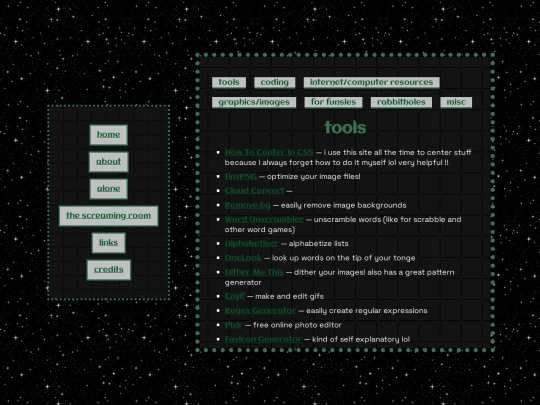 links screenshot