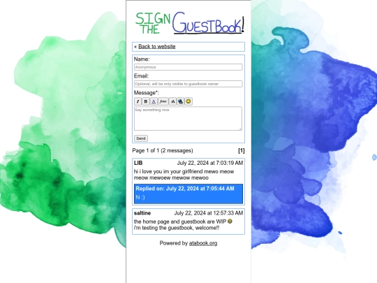 guestbook screenshot