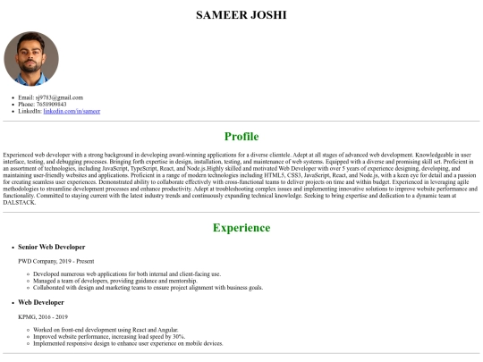 resume screenshot