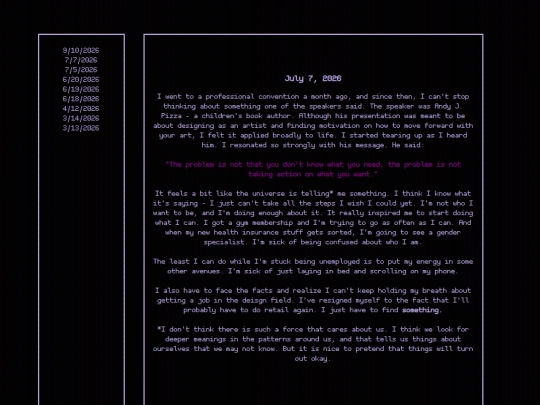 diary screenshot