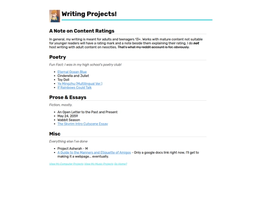 writings screenshot