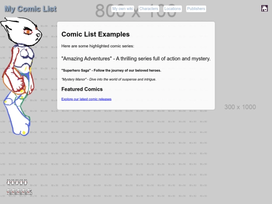 webpages/comics-list screenshot