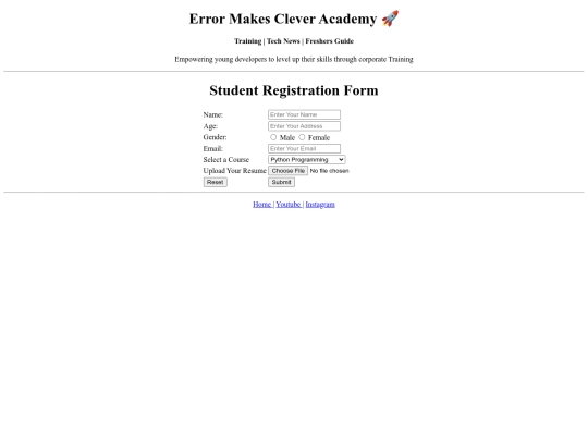 Academy registration/register screenshot