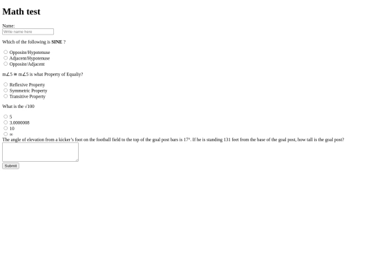 mathtest screenshot
