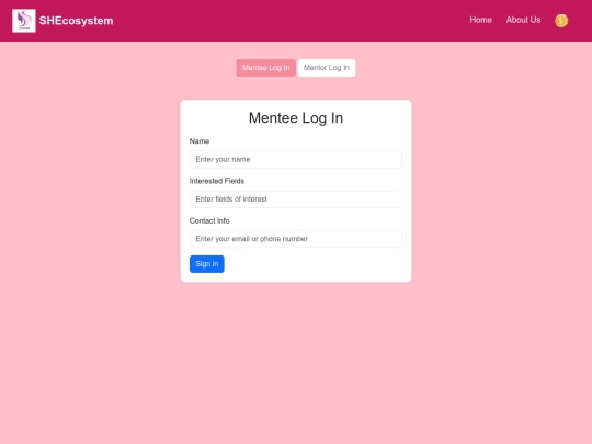 SHEcosystem/login screenshot