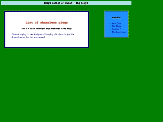 blogpage/shamelessplugs screenshot
