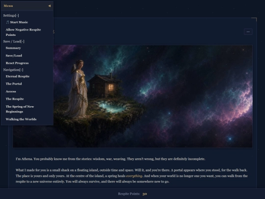 testing/respite/cyoa screenshot