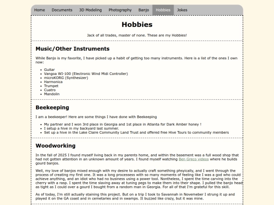 pages/hobbies screenshot