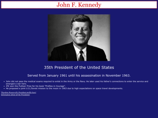 presidentprofileminiproject screenshot
