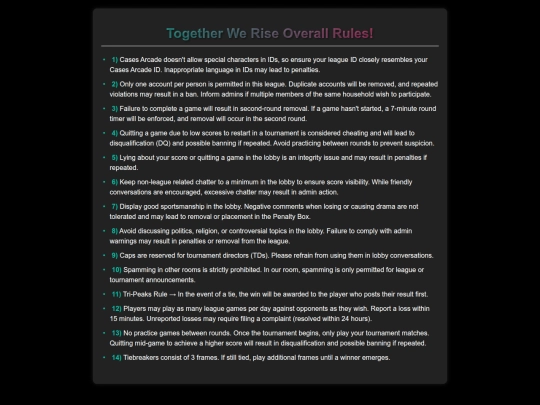 OVERALL RULES screenshot