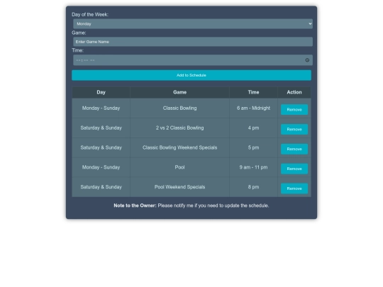Scheduling screenshot