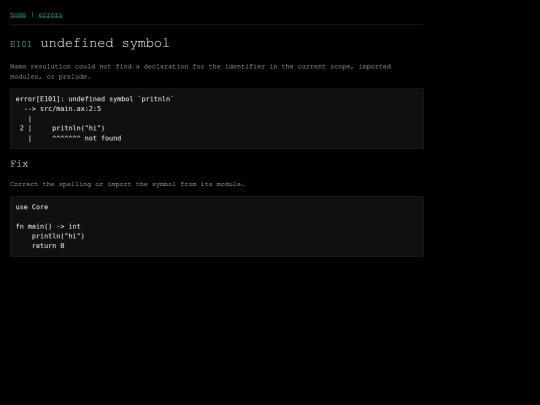 axon/errors/E101 screenshot