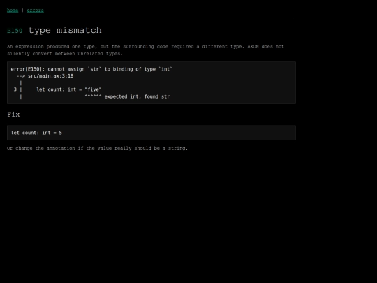 axon/errors/E150 screenshot