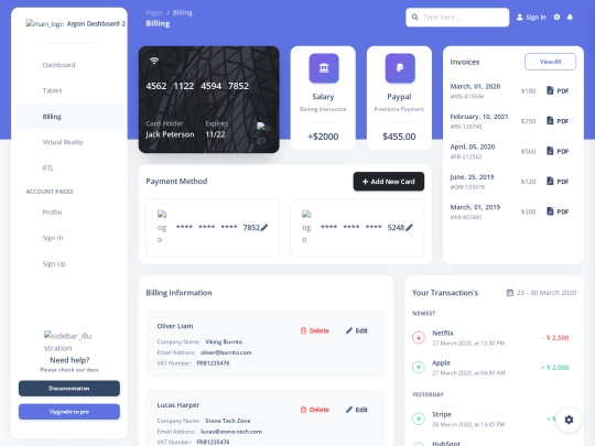 pages/billing screenshot