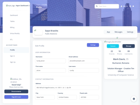 pages/profile screenshot