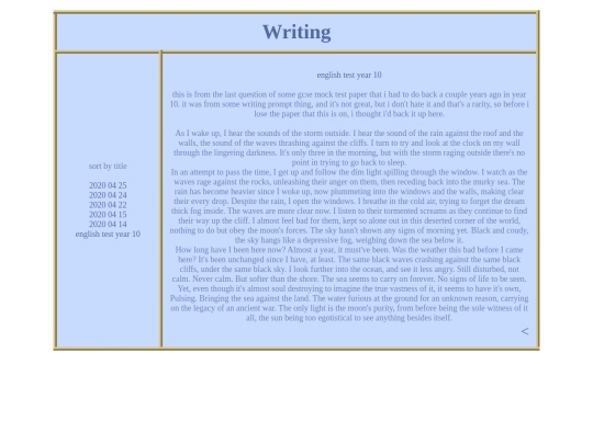 writing/one screenshot