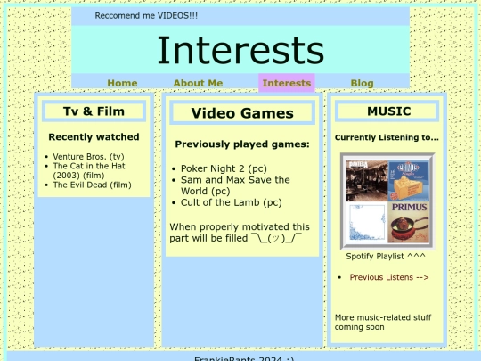 Interests screenshot