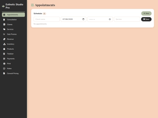 SALON STUDIO PRO MANAGEMENT/Esthetician-Studio-Pro-index screenshot