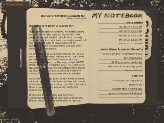 notebook/diary/starwarsrant screenshot