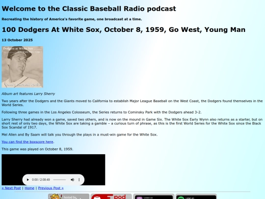 archive/posts/2025-10-13-100-Dodgers at White Sox, October 8, 1959, Go West, Young Man screenshot