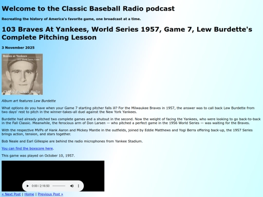 archive/posts/2025-11-03-103-Braves at Yankees, World Series 1957, Game 7, Lew Burdette's Complete Pitching Lesson screenshot