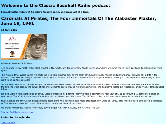 posts/2026-04-23-Cardinals at Pirates, The Four Immortals Of The Alabaster Plaster, June 16, 1961 screenshot