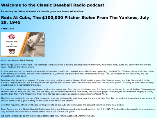 posts/2026-05-01-Reds at Cubs, The $100,000 Pitcher Stolen From The Yankees, July 29, 1945 screenshot