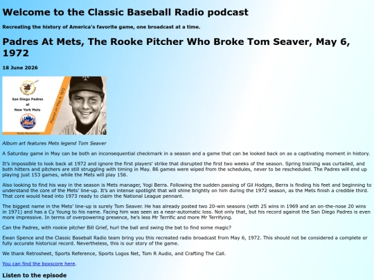 posts/2026-06-18-Padres at Mets, The Rooke Pitcher Who Broke Tom Seaver, May 6, 1972 screenshot