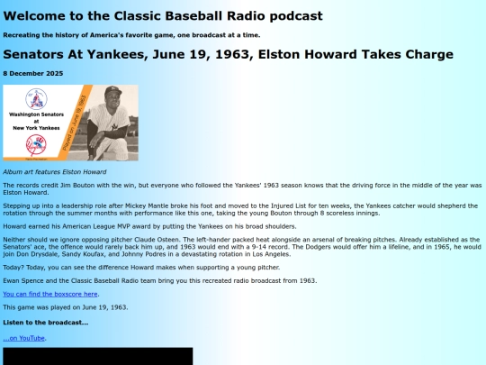 recreate/posts/2025-12-08-Senators at Yankees, June 19, 1963, Elston Howard Takes Charge screenshot
