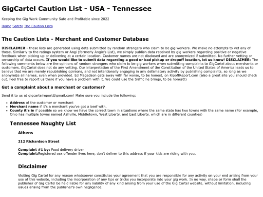 cautionlists/tennessee screenshot