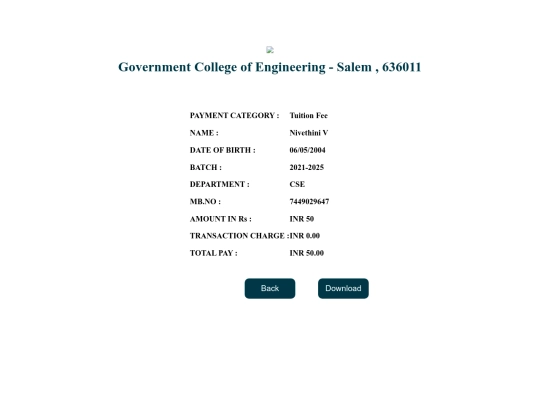 ADMISSION/receipt screenshot