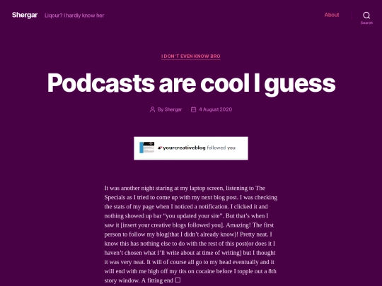 Shergar/wordpress/2020/08/04/podcasts-are-cool-i-guess screenshot