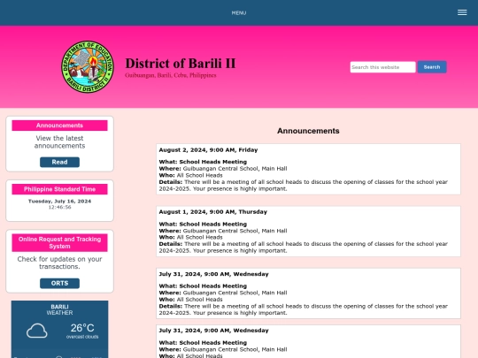 announcements screenshot